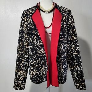 Lafayette 148 New York  Women's Open Front Leo Animal Print Jacket Sz 14 Classic